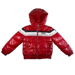 Kids LEVIS Red Hooded Puffer Jacket 6-7